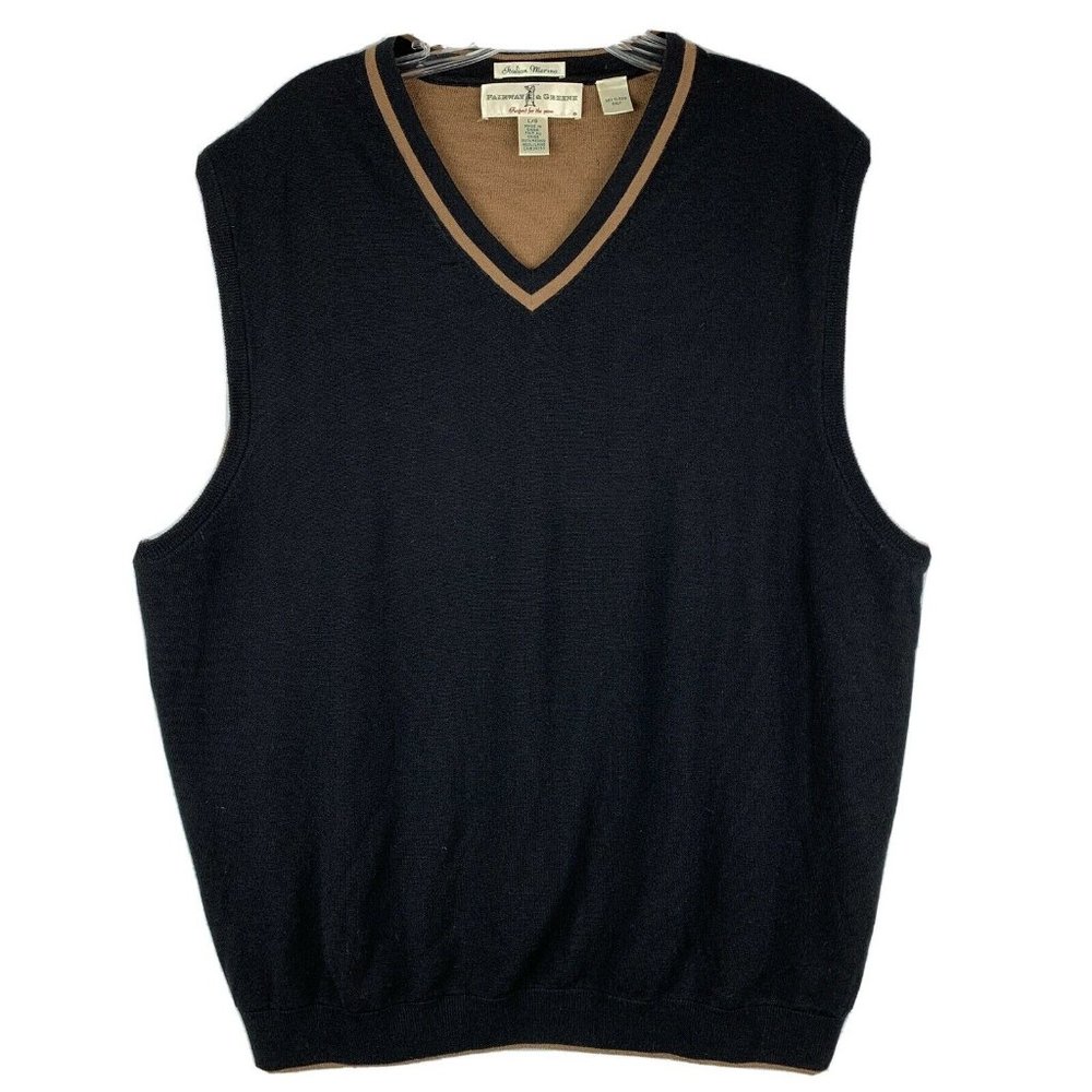 Fairway Greene Sweater Vest Merino Wool Golf Black